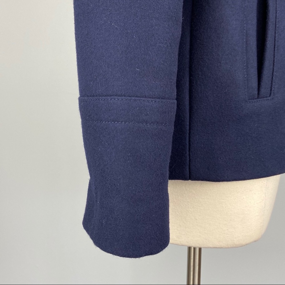 J Crew Womens Melton Wool Blue Double Breasted Peacoat B6474 Warm size 00 - Picture 5 of 15